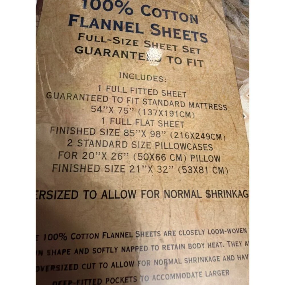 Sonoma‎ Home Goods 100% Cotton Flannel Sheets Full-Size Set Rustic Bear  NEW